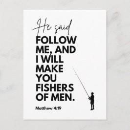 Matthew 4:19 Vissers van Mensen Bijbelvers Volg mi Briefkaart