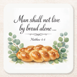 Matthew 4:4 Challah Bord, Messiaans Joods Geschenk Kartonnen Onderzetters