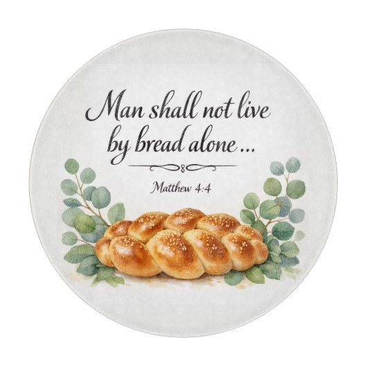 Matthew 4:4 Challah Bord, Messiaans Joods Geschenk Snijplank (Voorkant)