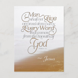 Matthew 4:4 Man leeft niet alleen van brood Briefkaart