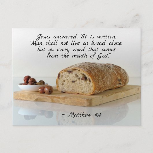 Matthew 4:4 Man leeft niet alleen van brood Briefkaart (Voorkant)