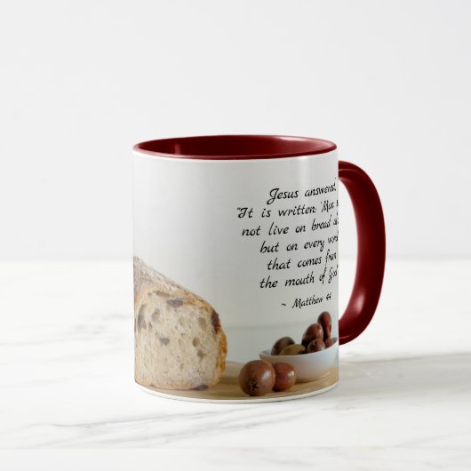 Matthew 4:4 Man leeft niet alleen van brood Mok (Voorkant rechts)