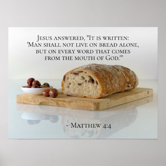 Matthew 4:4 Man leeft niet alleen van brood Poster (Voorkant)