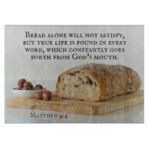 Matthew 4:4 Man leeft niet alleen van brood Snijplank