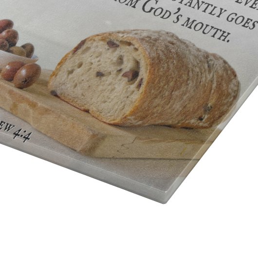 Matthew 4:4 Man leeft niet alleen van brood Snijplank (Hoek)