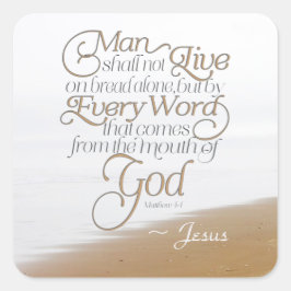 Matthew 4:4 Man leeft niet alleen van brood Vierkante Sticker