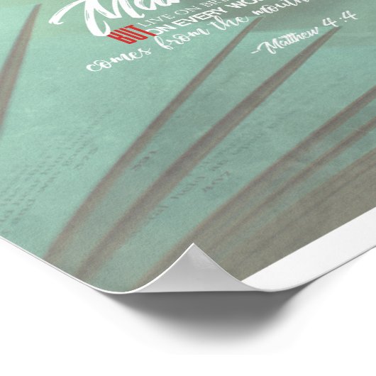 Matthew 4:4 - Man zal met woorden leven Poster (Hoek)