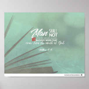 Matthew 4:4 - Man zal met woorden leven Poster