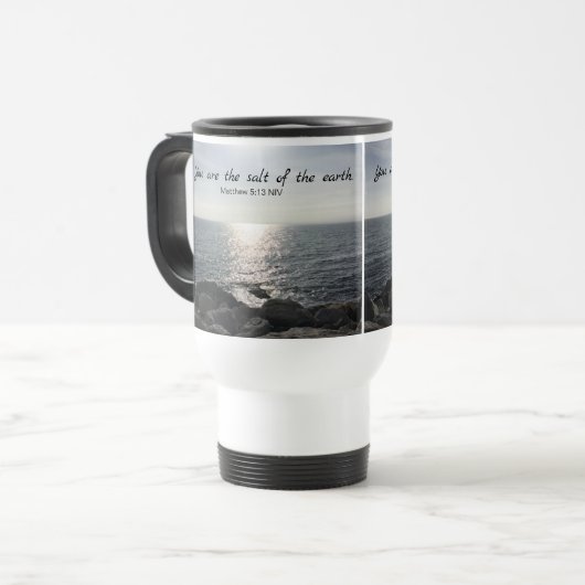 Matthew 5:13 Jij bent het zout van de Aarde Reisbeker (Voorkant links)