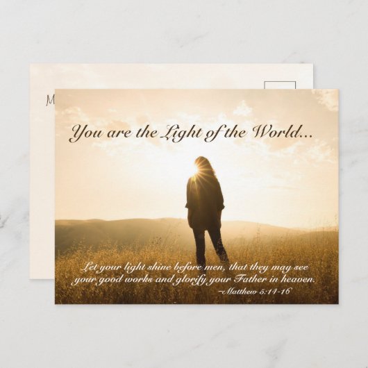 Matthew 5 14-16 Jij bent het Licht van de Wereld Briefkaart (Voorkant / Achterkant)