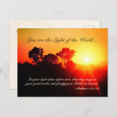 Matthew 5 14-16 laat uw licht schijnen, bijbelse v briefkaart (Voorkant / Achterkant)