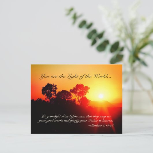 Matthew 5 14-16 laat uw licht schijnen, bijbelse v briefkaart (Staand voorkant)
