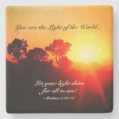 Matthew 5 14-16 laat uw licht schijnen, bijbelse v stenen onderzetter (Voorkant)