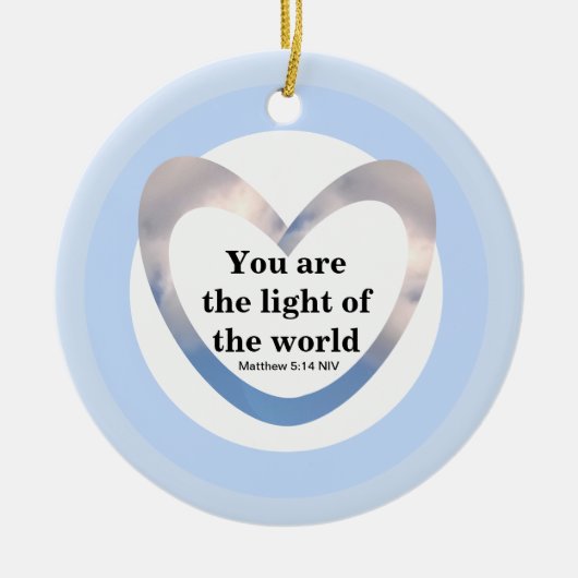 Matthew 5:14 Je bent het licht van het wereldhart Keramisch Ornament (Voorkant)