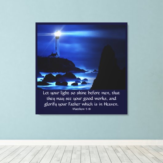 Matthew 5:16 canvas afdruk (Insitu (Houten vloer))