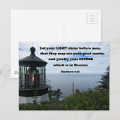 Matthew 5:16 Laat je licht schijnen voor mannen.. Briefkaart (Voorkant / Achterkant)
