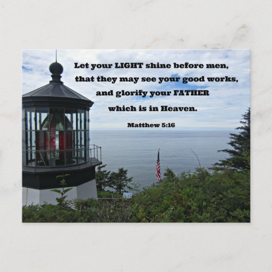 Matthew 5:16 Laat je licht schijnen voor mannen.. Briefkaart (Voorkant)