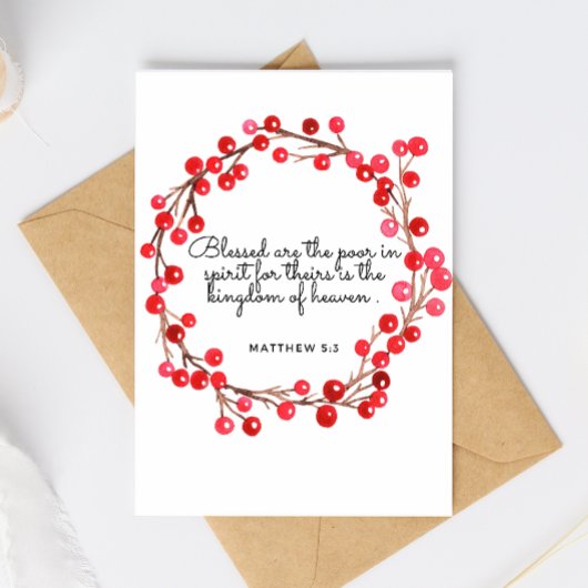 Matthew 5:3 Scripture Christmas Greeting Card Feestdagenkaart