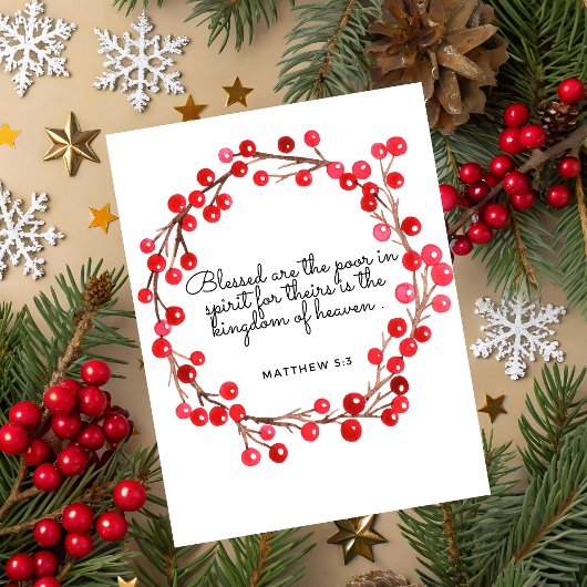 Matthew 5:3 Scripture Christmas Greeting Card Feestdagenkaart