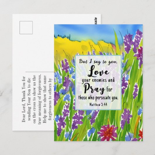 Matthew 5:44 Ik zeg tegen je: Liefde van je vijand Briefkaart (Voorkant / Achterkant)