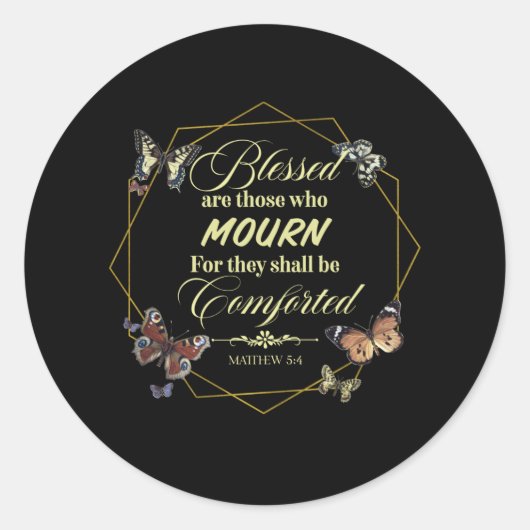 Matthew 5 4 Christelijke Bijbelprijsopgave Ronde Sticker (Voorkant)