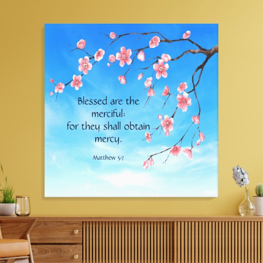 Matthew 5:7 canvas afdruk (Insitu (Woonkamer))