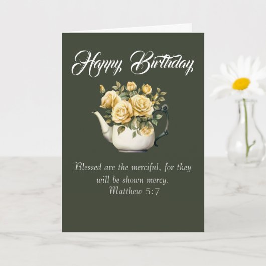 Matthew 5:7 Christian Birthday Wishes Kaart (Kleine Plant)