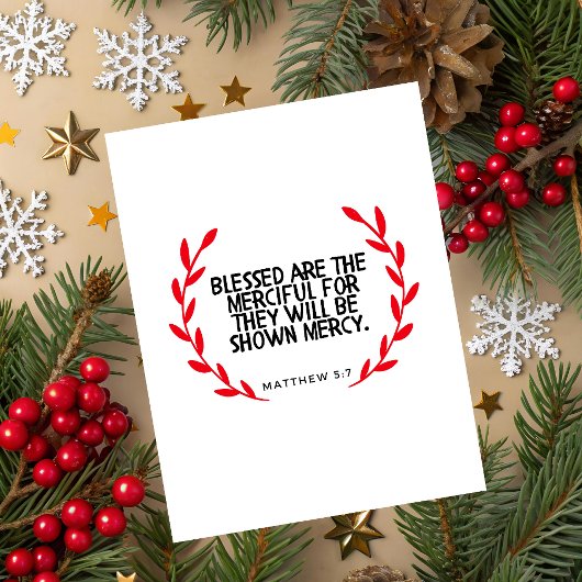 Matthew 5:7 Schrift Kerstkaart