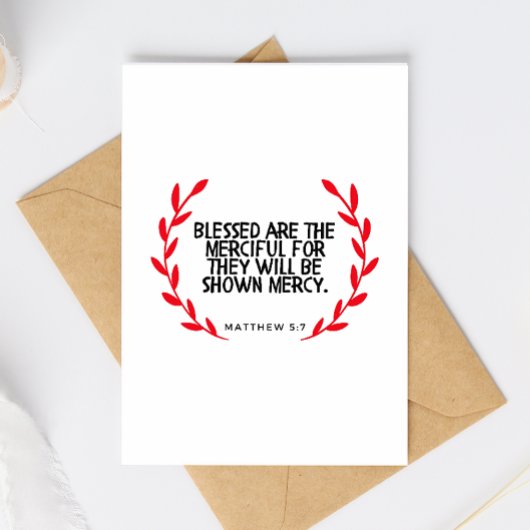 Matthew 5:7 Scripture Christmas Greeting Card Feestdagenkaart