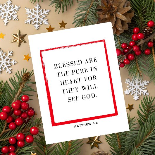 Matthew 5:8 Bible Verse Christmas Greeting Card Feestdagenkaart