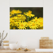 Matthew 5:8 Biblical Verse met Golden Flowers Poster (Keuken)