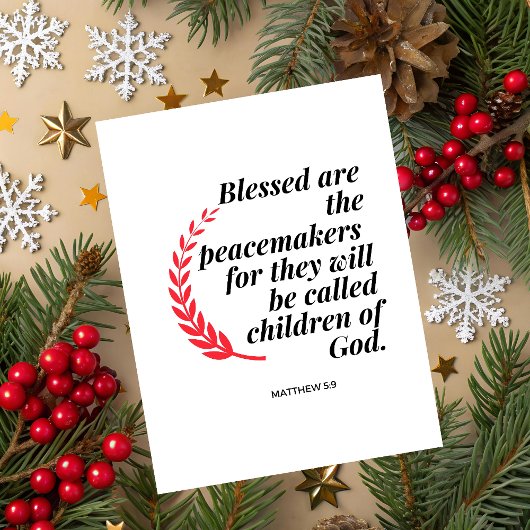 Matthew 5:9 Bible Verse Christmas Greeting Card  Feestdagenkaart