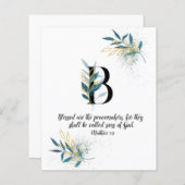 Matthew 5:9. Letter B, Waterverf-scriptkaart (Voorkant / Achterkant)