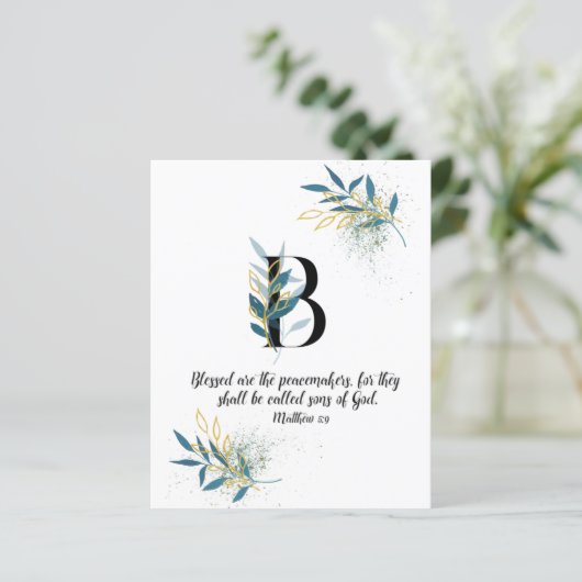 Matthew 5:9. Letter B, Waterverf-scriptkaart (Staand voorkant)