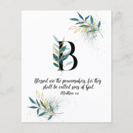 Matthew 5:9. Letter B, Waterverf-scriptkaart