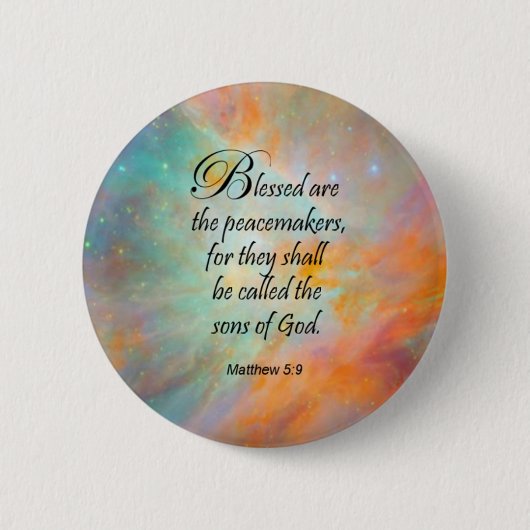 Matthew 5:9 ronde button 5,7 cm (Voorkant)