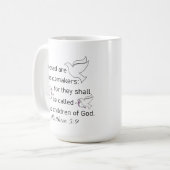 Matthew 5:9 verslaafd zijn de Mok van de Koffie va (Voorkant links)