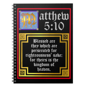 Matthew 5 Blue Golden Illumined Letter Christelijk Notitieboek