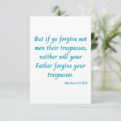 Matthew 6:15 KJV Bijbelscriptgroet Kaart (Staand voorkant)