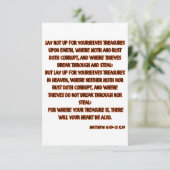 Matthew 6:19-21 KJV Bijbelscriptgroet Kaart (Staand voorkant)