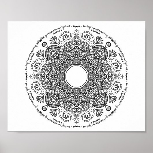 Matthew 6:21, inspirerend kleur mandala poster (Voorkant)