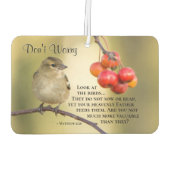 Matthew 6:26 Bijbelversie, maak je geen zorgen Luchtverfrisser (Achterkant)