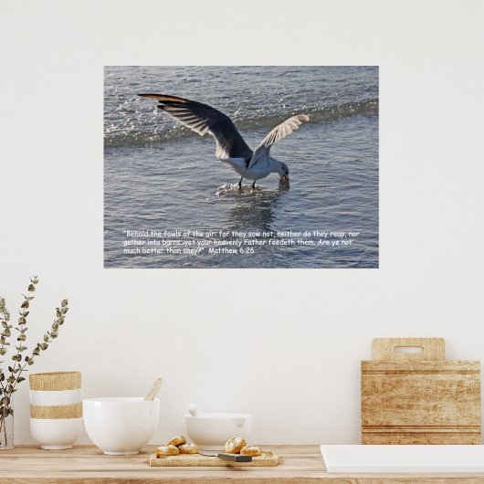 Matthew 6:26 het Poster van de Manuscript (Keuken)