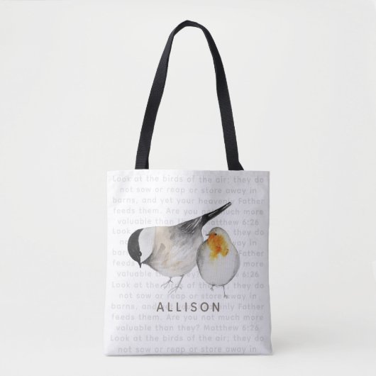 Matthew 6:26 Waterverf vogels Tote Bag (Voorkant)