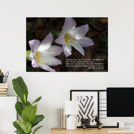 Matthew 6:28 & 29 het Poster van de Manuscript (Thuiskantoor)