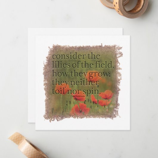 MATTHEW 6:28 - Personalized Notecard Notitiekaartje (Voorkant / Achterkant in situ)