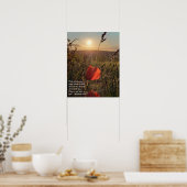 Matthew 6:28 Poppies bij zonsondergang Poster (Keuken)
