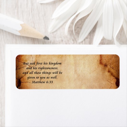 Matthew 6:33 adreslabel etiket (Insitu)