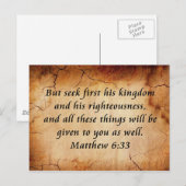 Matthew 6:33 Bijbelversie Briefkaart (Voorkant / Achterkant)
