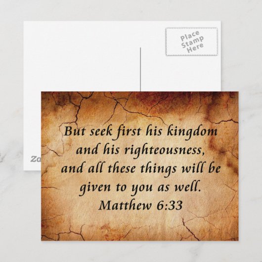 Matthew 6:33 Bijbelversie Briefkaart (Voorkant / Achterkant)